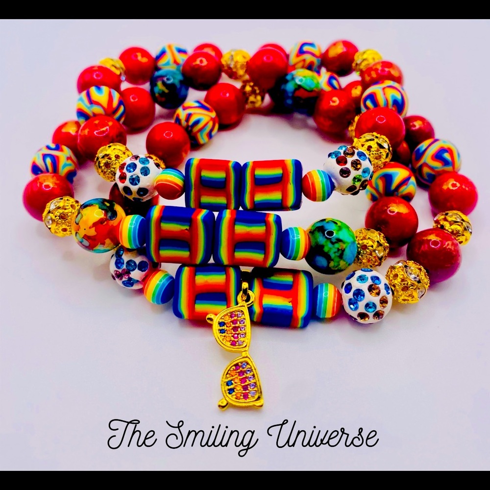 Beautifully handcrafted 3-piece beaded bracelet set.